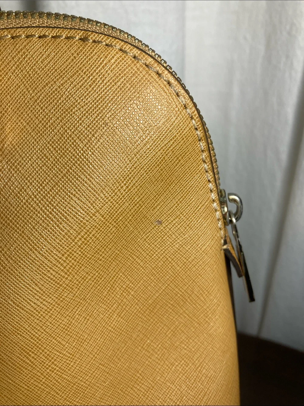 Michael Kors Saffiano Cindy Leather Dome Satchel in Mustard